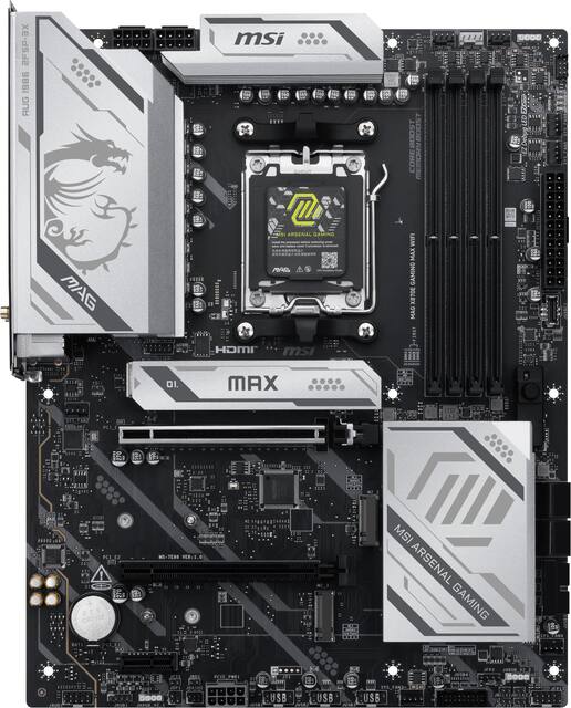 MSI - MAG X870E GAMING MAX WIFI (Socket AM5) AMD X870E ATX DDR5 Wi-Fi 7 Ryzen 9000 / 8000 / 7000 Motherboard - Black/Sliver