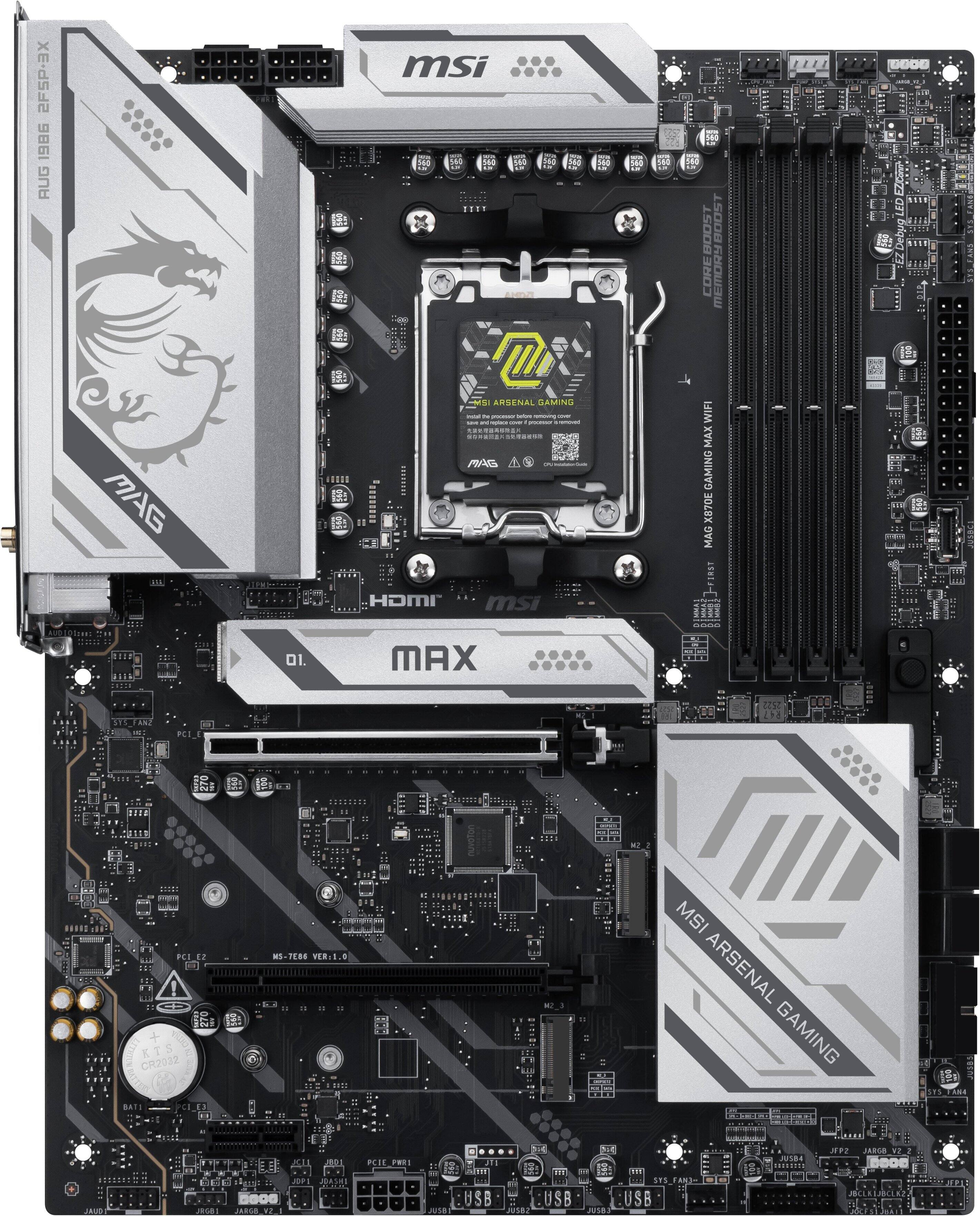 2FSP.3X 986 AUG MAG IEE  
S8 msi se0 160 148 Leo  
- m IS SI ARSENAL GAMING -  
- - - - I : : I - .....O... . C SA0 56 1s E 146 BOOST CORE SNOW3W WIFI MAX GAMING X870E MAG RST . D000 LED 11R EZDebugLED NTR 0 NI ..... HDMr msi .... .. EL 01. MAX to nn 1 S CR2032 BAIS CI_E -TERE VER:1. MSI ARSENAL GAMING JRUD  
. 5 X a01 PCTE PRR: JTE E I aE T JUP JDASRI 0oo 5000 USB USB JARSB JU8 JUSB2  
.. STS USB JUSBS n Aia4  
JR V2 RECLLLCLO 021