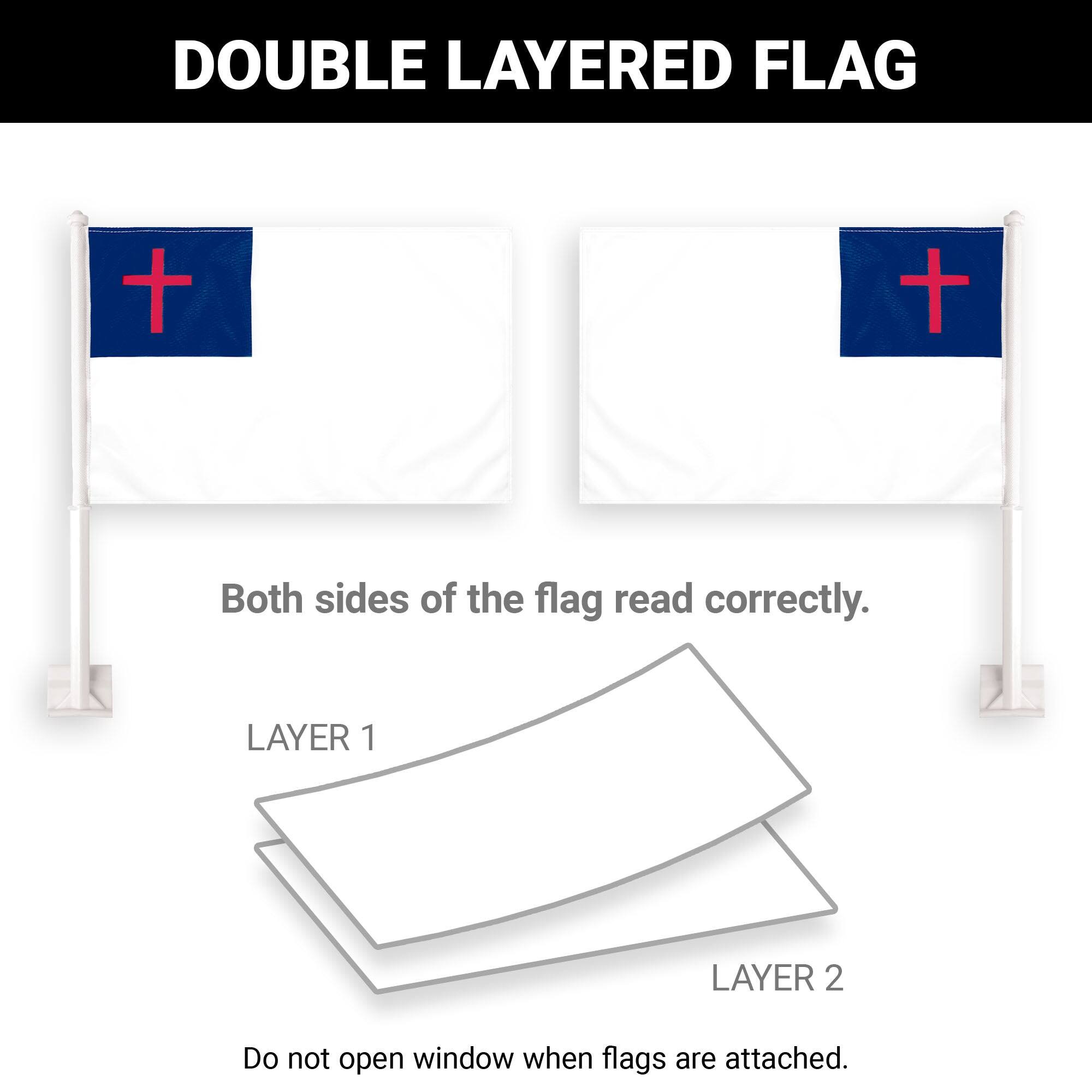 DOUBLE LAYERED FLAG

Both sides of the flag read correctly.

LAYER 1
LAYER 2

Do not open window when flags are attached.