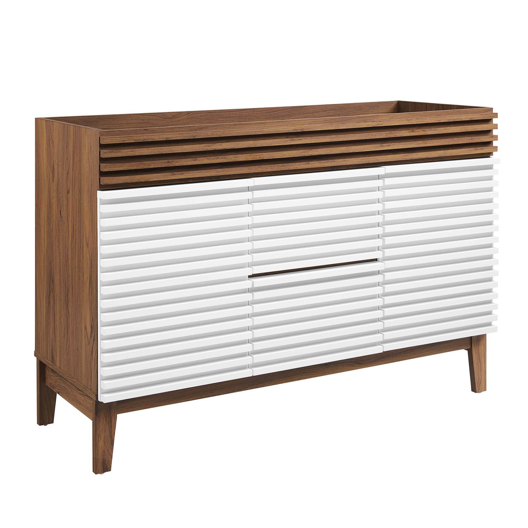 Angle. Modway - Render 48" Bathroom Cabinet Basin Not Included by Modway - White Walnut.
