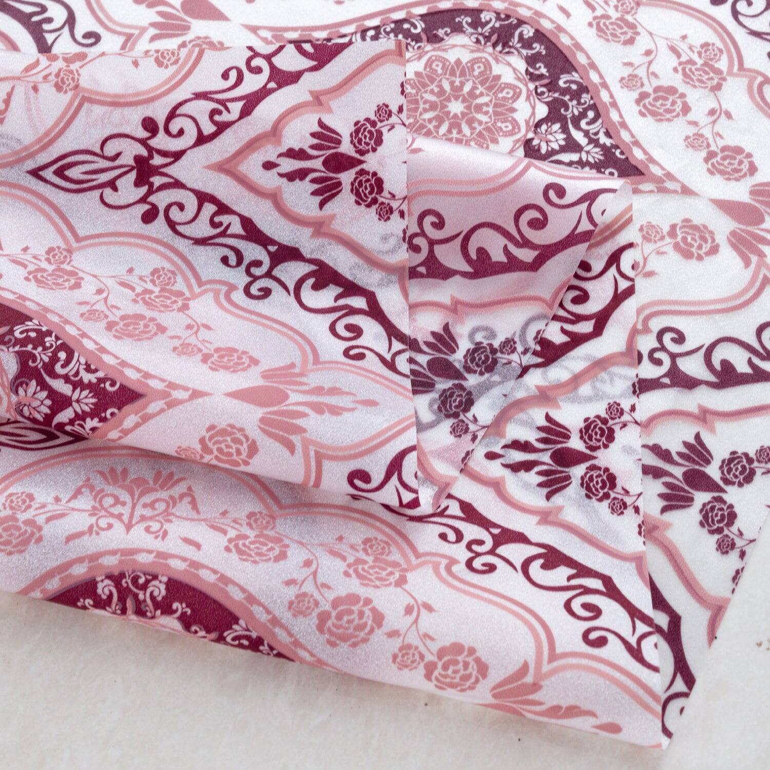 Alt View 1. RT Designers Collection - RT Designers Collection 90 GSM Printed Peva Glit Jaxx Shower Curtain  70" x 72" Burgundy - Burgundy.