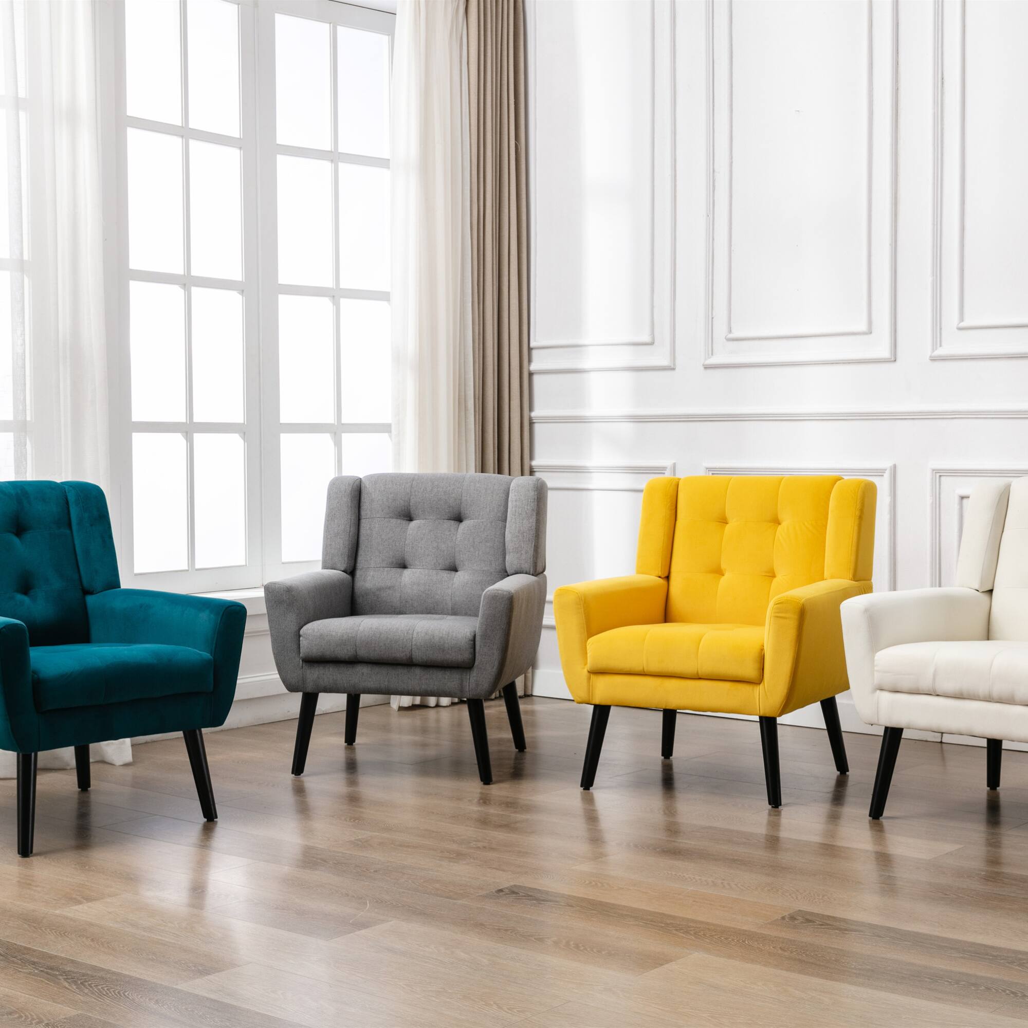 Alt View 8. GOODSILO - Luxury Velvet Upholstered Accent Chair with Ergonomic Design for Living Room and Bedroom Comfort - Teal.