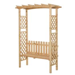 Outsunny - Wooden Garden Arbor for Climbing Plants with Garden Bench, Garden Arch to Grow Grapes & Vines - Natural