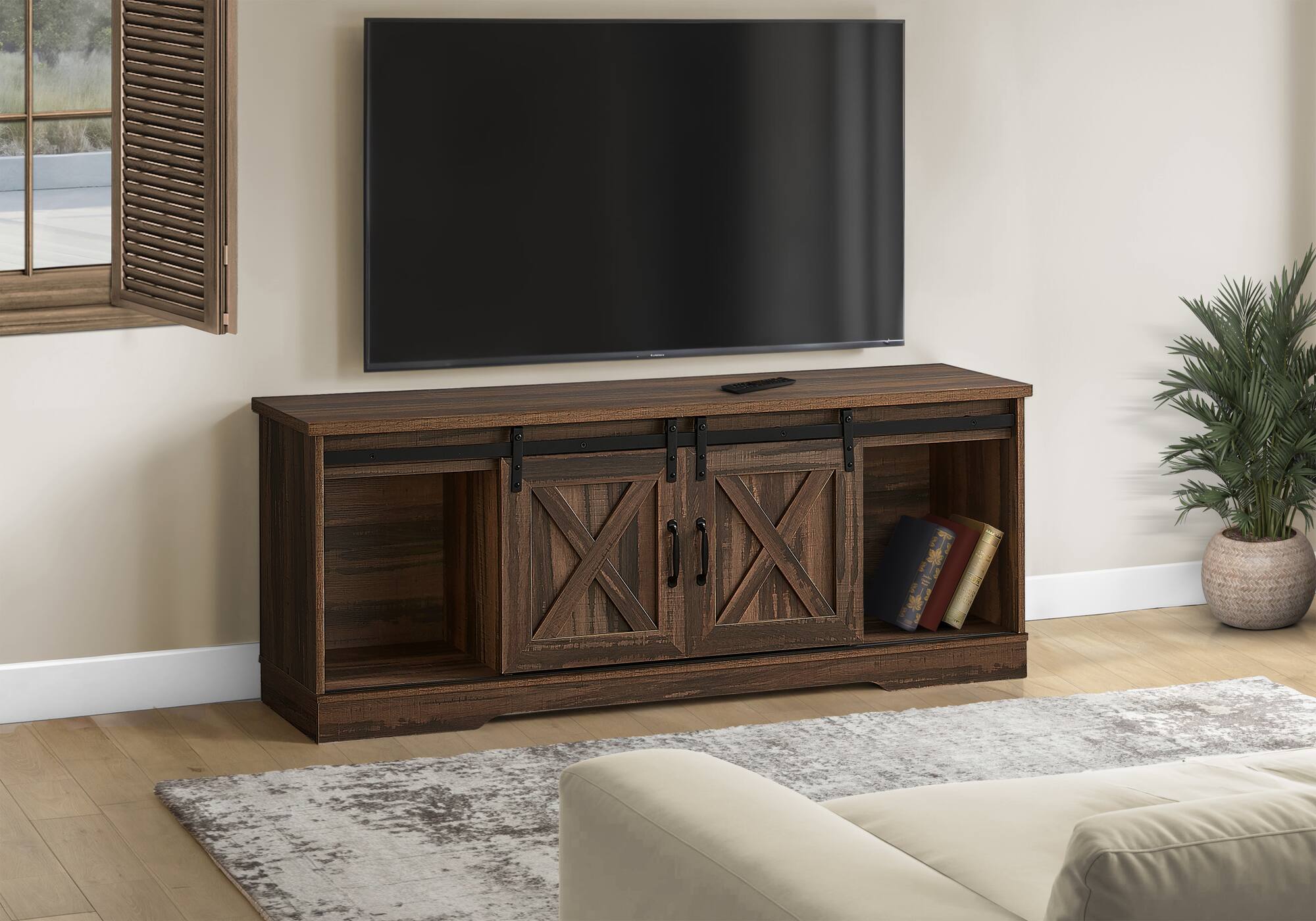 APRILSOUL - Tv Stand 60 Inch Console Media Entertainment Center Storage Cabinet Living Room Bedroom Laminate Transitional - Brown