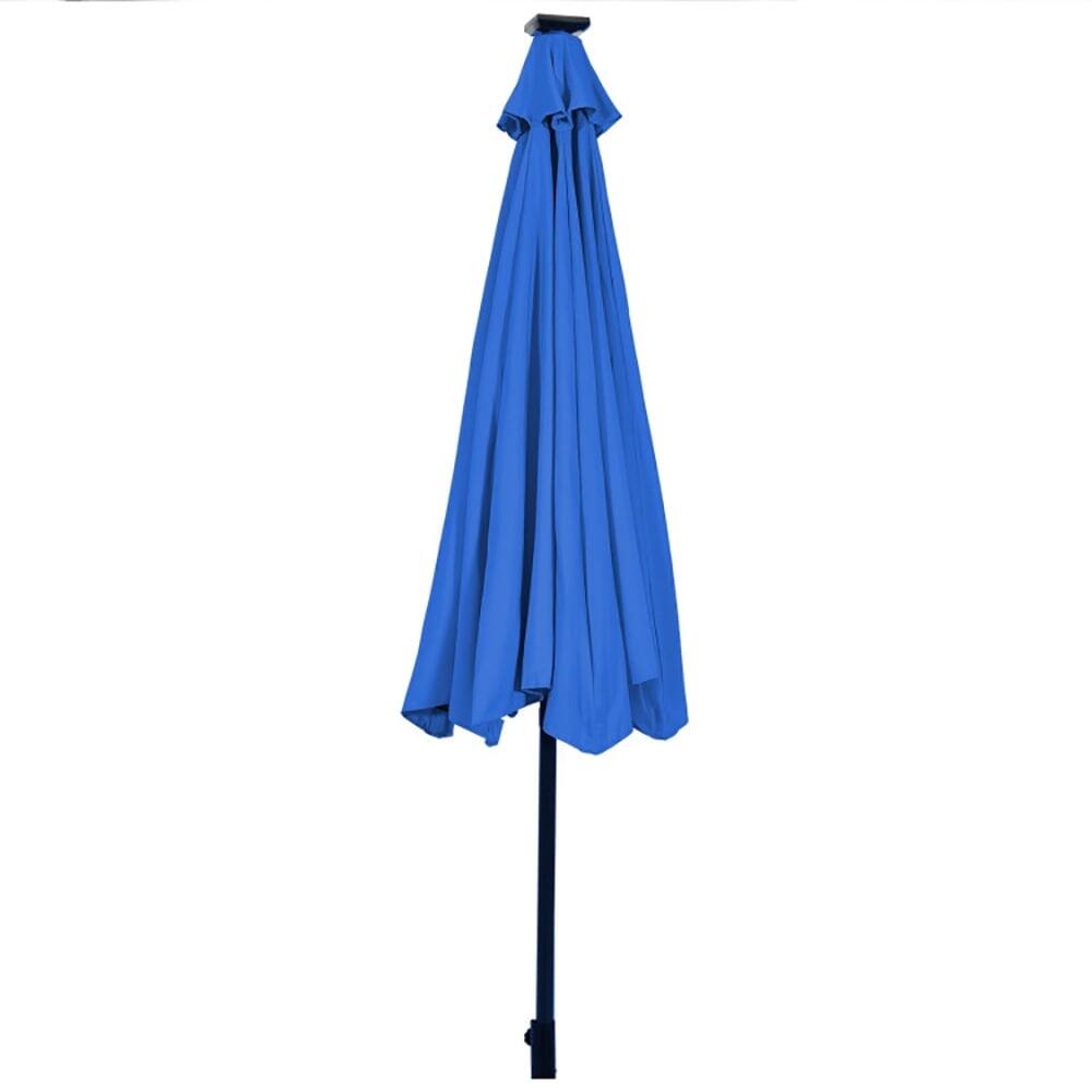 Left. Kadyn - 10' Solar LED Lighted Patio Market Umbrella Shade Tilt Adjustment Crank-Blue, Patio Offset Umbrella with Tilt Adjustment.
