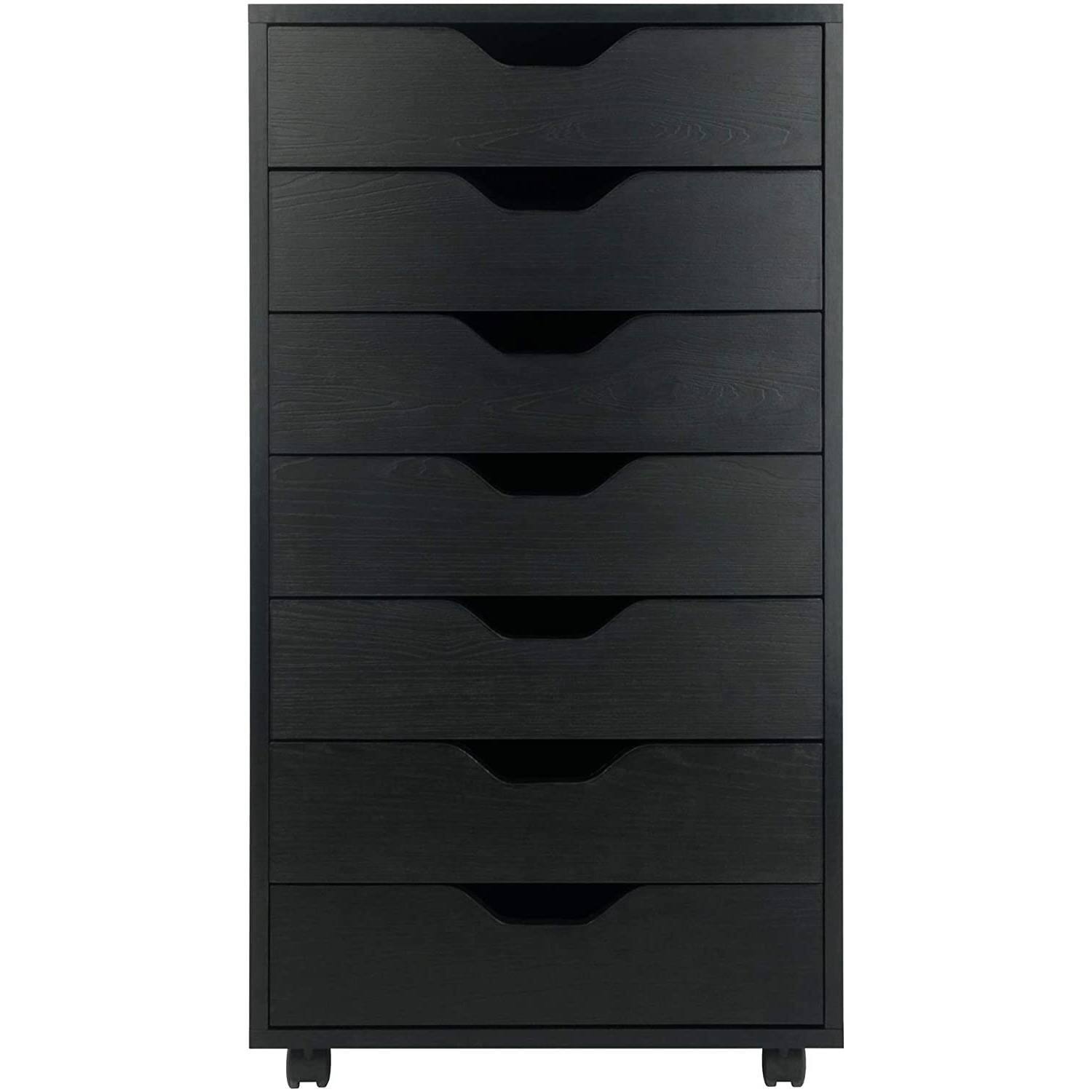 Angle. SlickBlue - Scandinavian 7-Drawer Tall Storage Chest for Home and Office - Black.