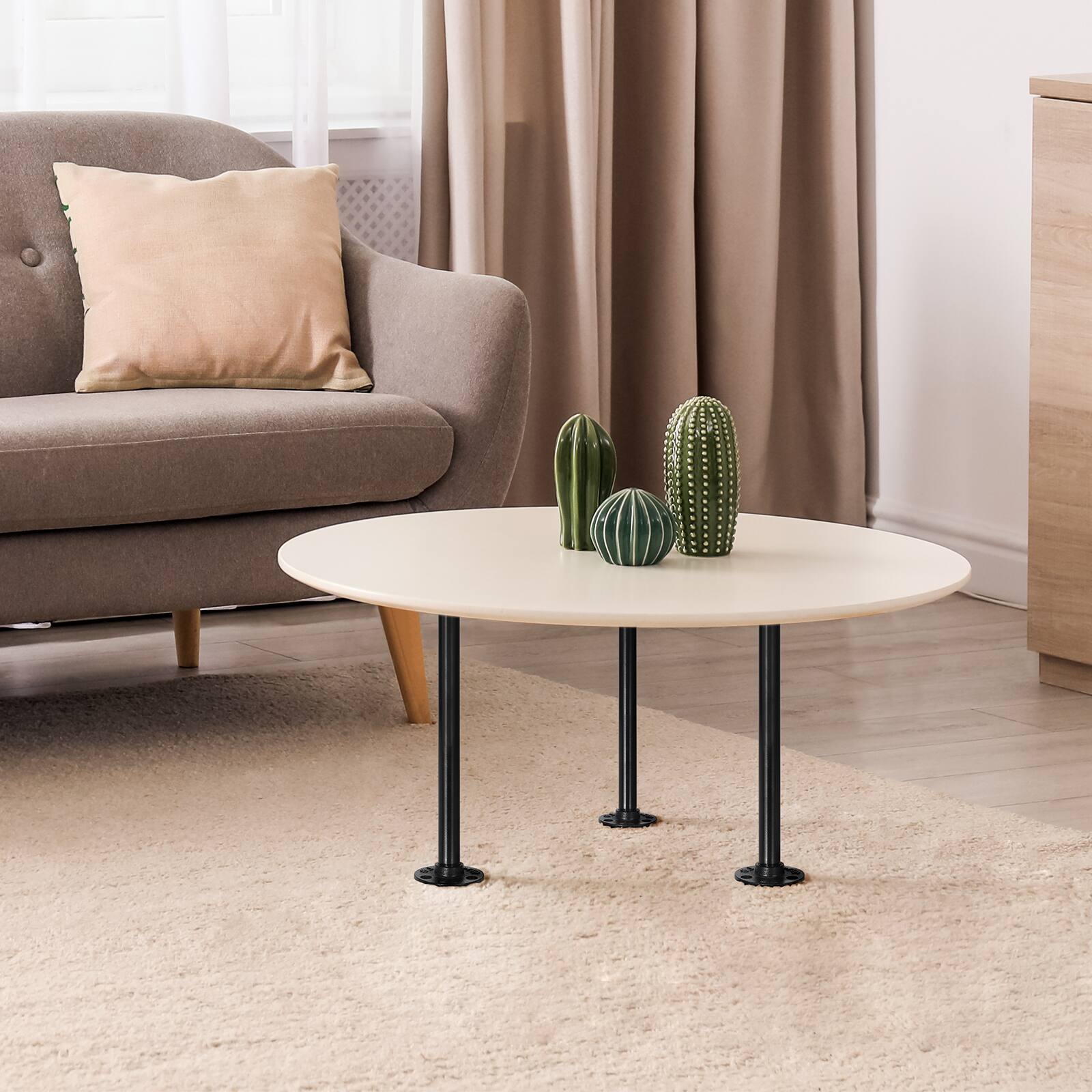 Alt View 3. Oumilen - 4 Pack Black Industrial Pipe Table Legs – 12.13in Heavy Duty Metal Legs for DIY Coffee Table - Black.