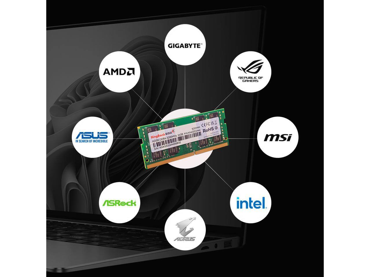 KingBank 32GB 260 Pin DDR4 SO DIMM DDR4 3200 (PC4 25600) Laptop