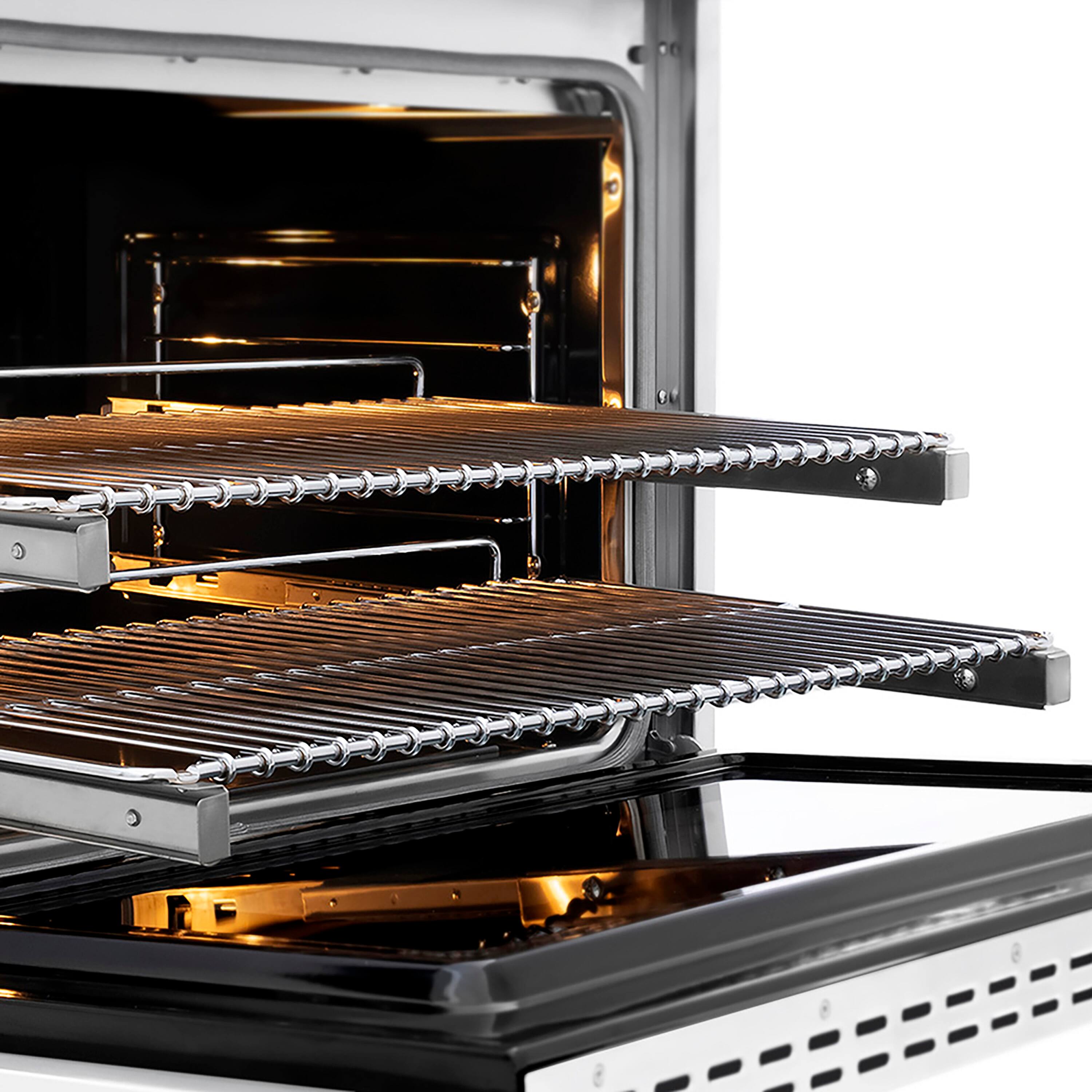 Alt View 3. ZLINE - ZLINE Autograph 36 in. Paramount Dual Fuel Range w/ DuoPro Cooktop & White Door w/ Gold Accents (PSDRZ-WM-36-G) - Stainless Steel with White Matte Door.