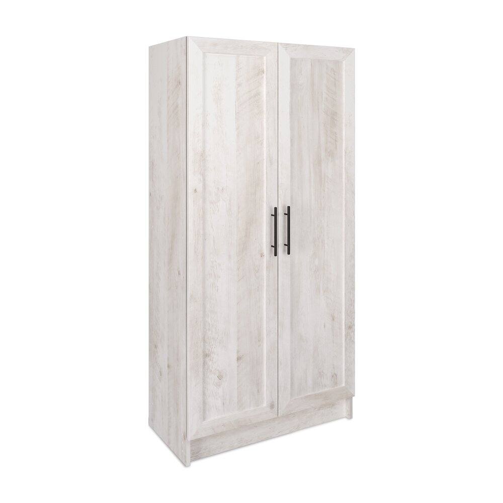Angle. Prepac - Elite Accent Cabinet with Panel Doors, Rustic White Storage Cabinet - White.