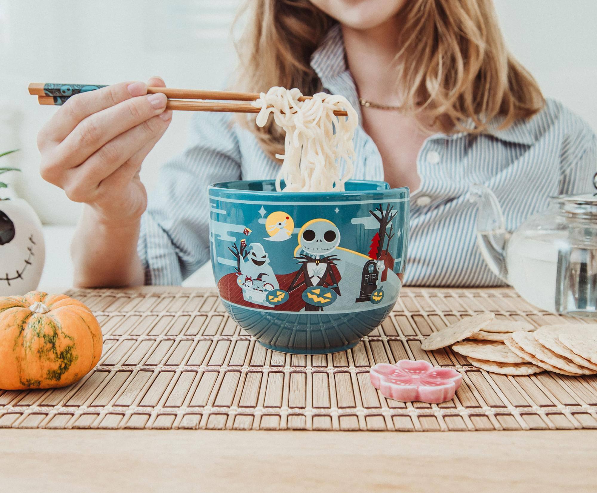 Alt View 10. Disney - Disney The Nightmare Before Christmas 20-Ounce Ramen Bowl with Chopsticks - Blue.