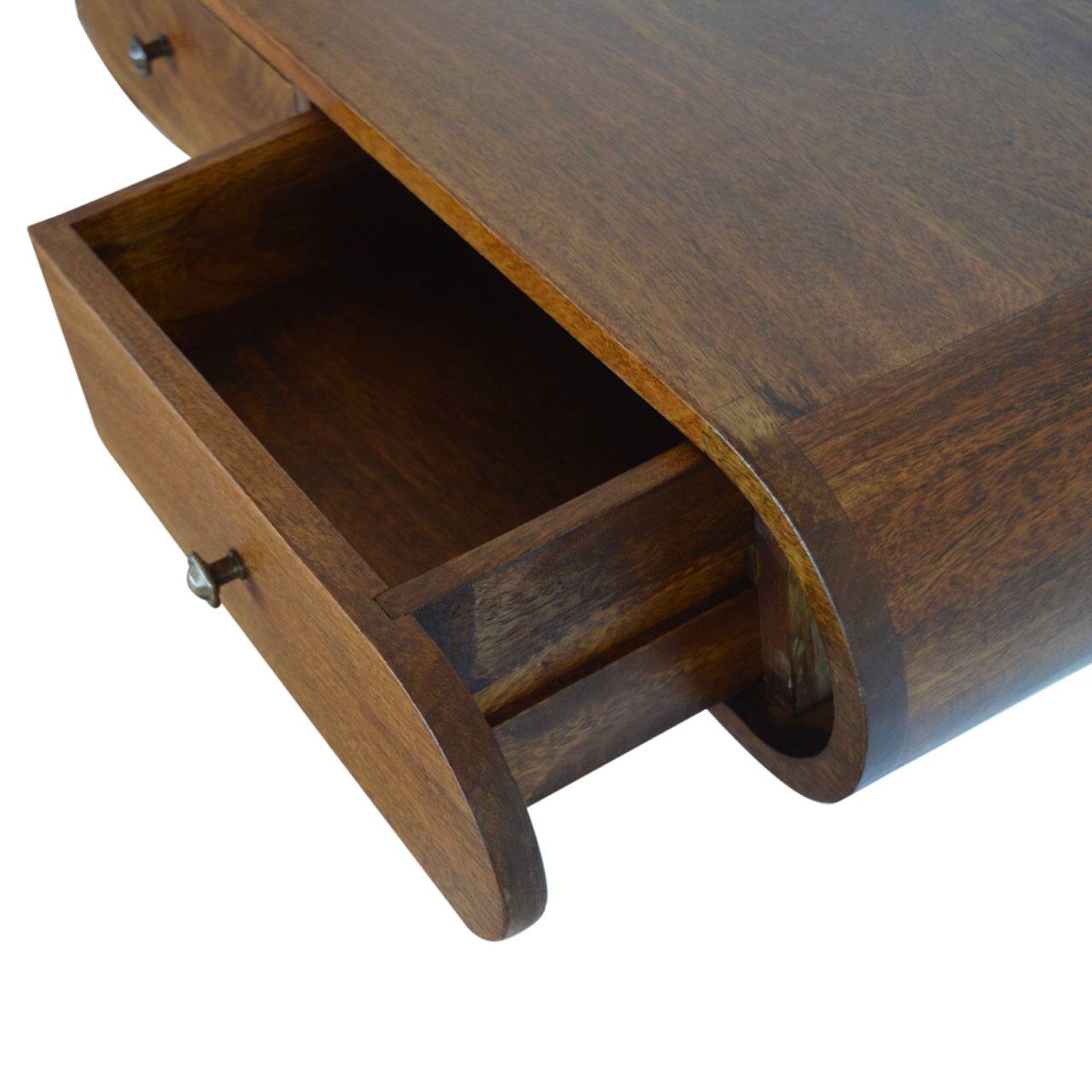 Alt View 4. Artisan Furniture - Artisan Furniture Solid Wood Floating Chestnut London Console, 2 Drawers, Dark Brown Color - Dark Brown.