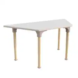 Flash Furniture - Bright Beginnings 47" Commercial Grade Wooden Trapezoid Adjustable Height Classroom Activity Table - Metal Legs Adjust F - White