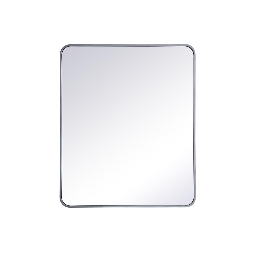 Back. Elegant Decor - Soft corner metal rectangular mirror 30x36 inch in Silver - Silver.