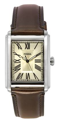 Fossil - Carraway Leather Strap Cream Dial Quartz FS6012 Men's Watch - Silver and black