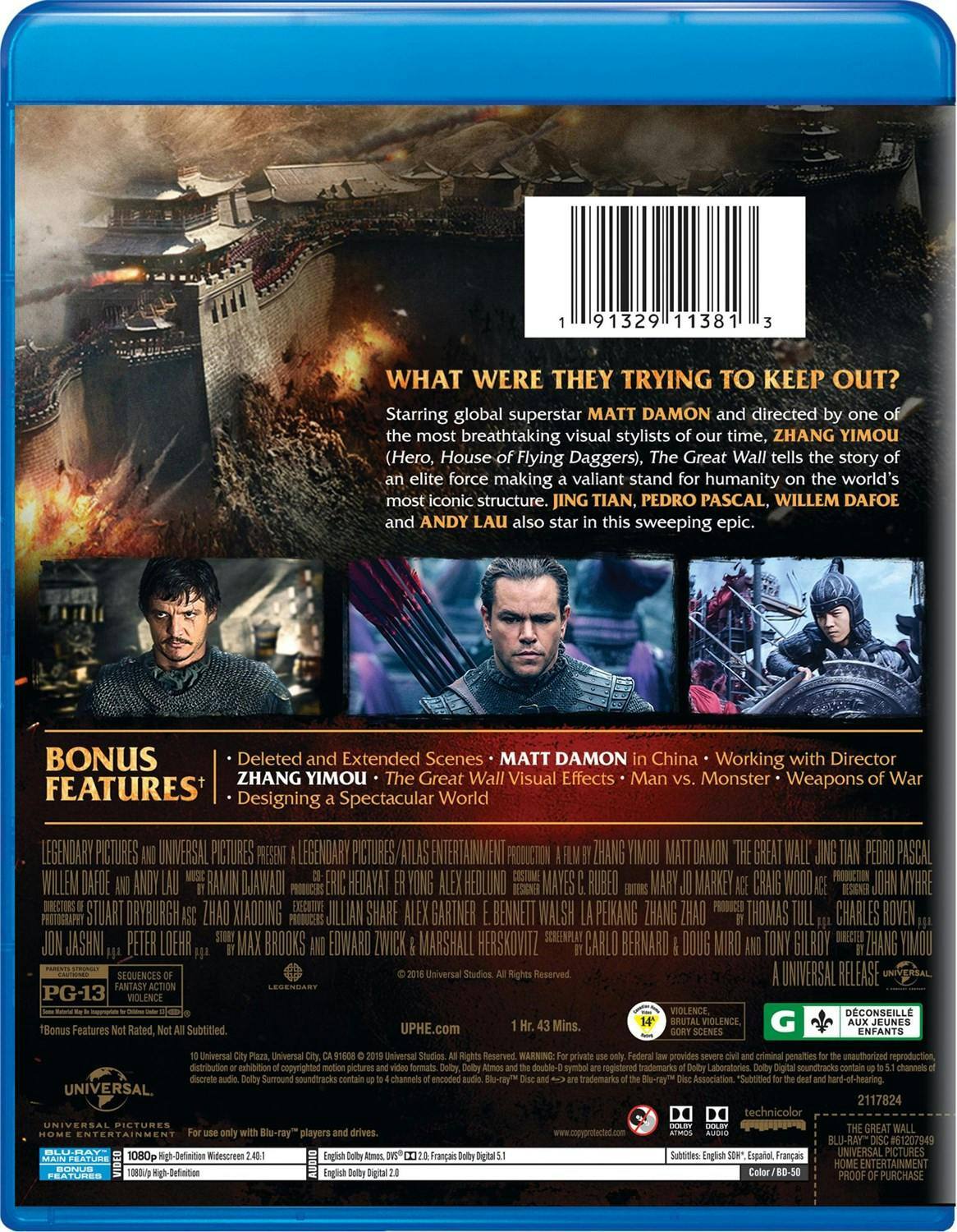 Back. The Great Wall (Blu-ray New Box Art) [Blu-ray].