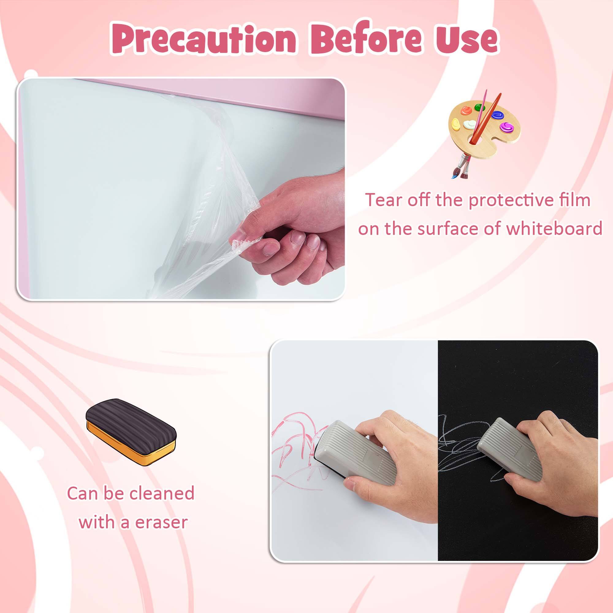 Precaution Before Use:

1. Tear off the protective film on the surface of the whiteboard.
2. Can be cleaned with a eraser.
