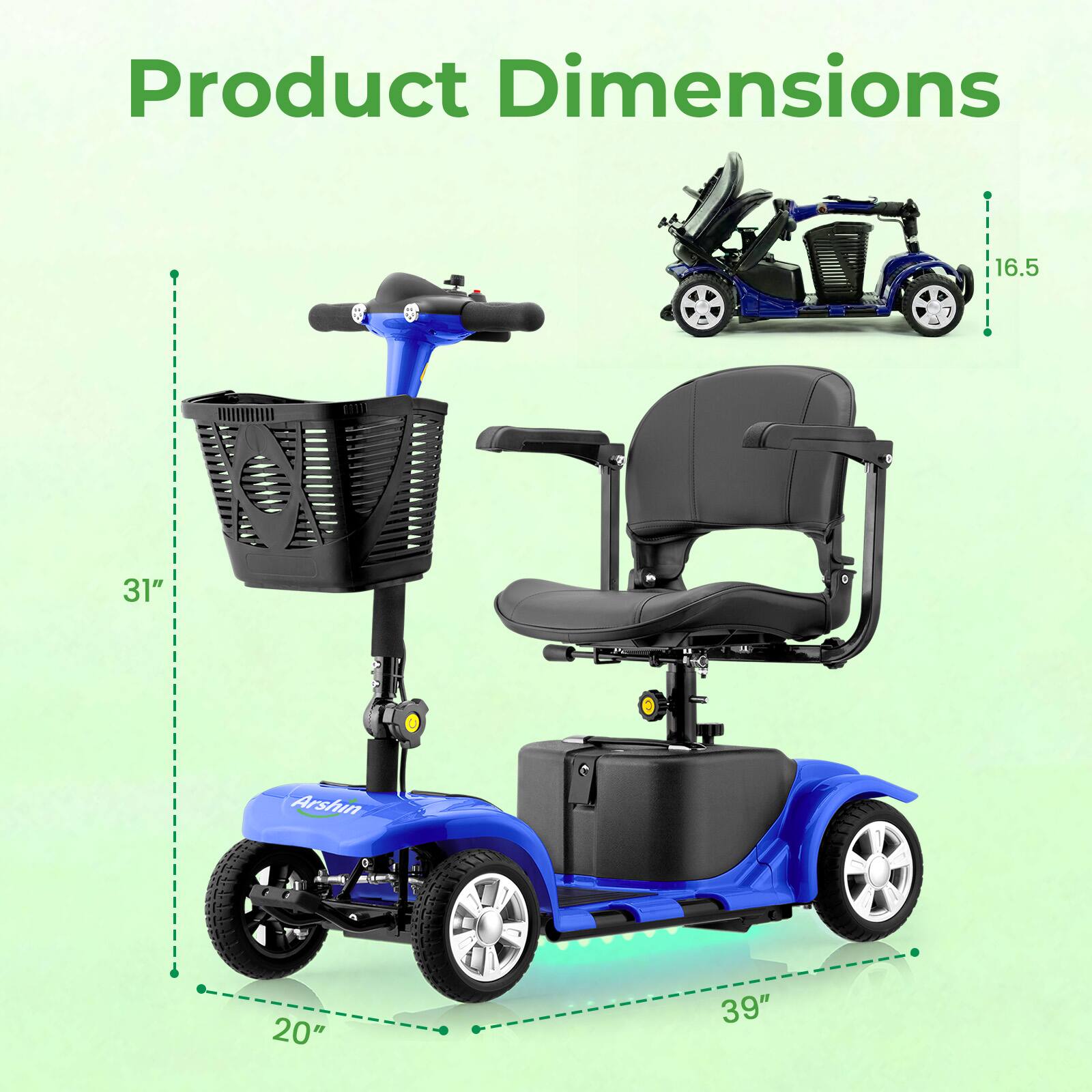 Product Dimensions: 16.5" x 31" x 20" x 39"