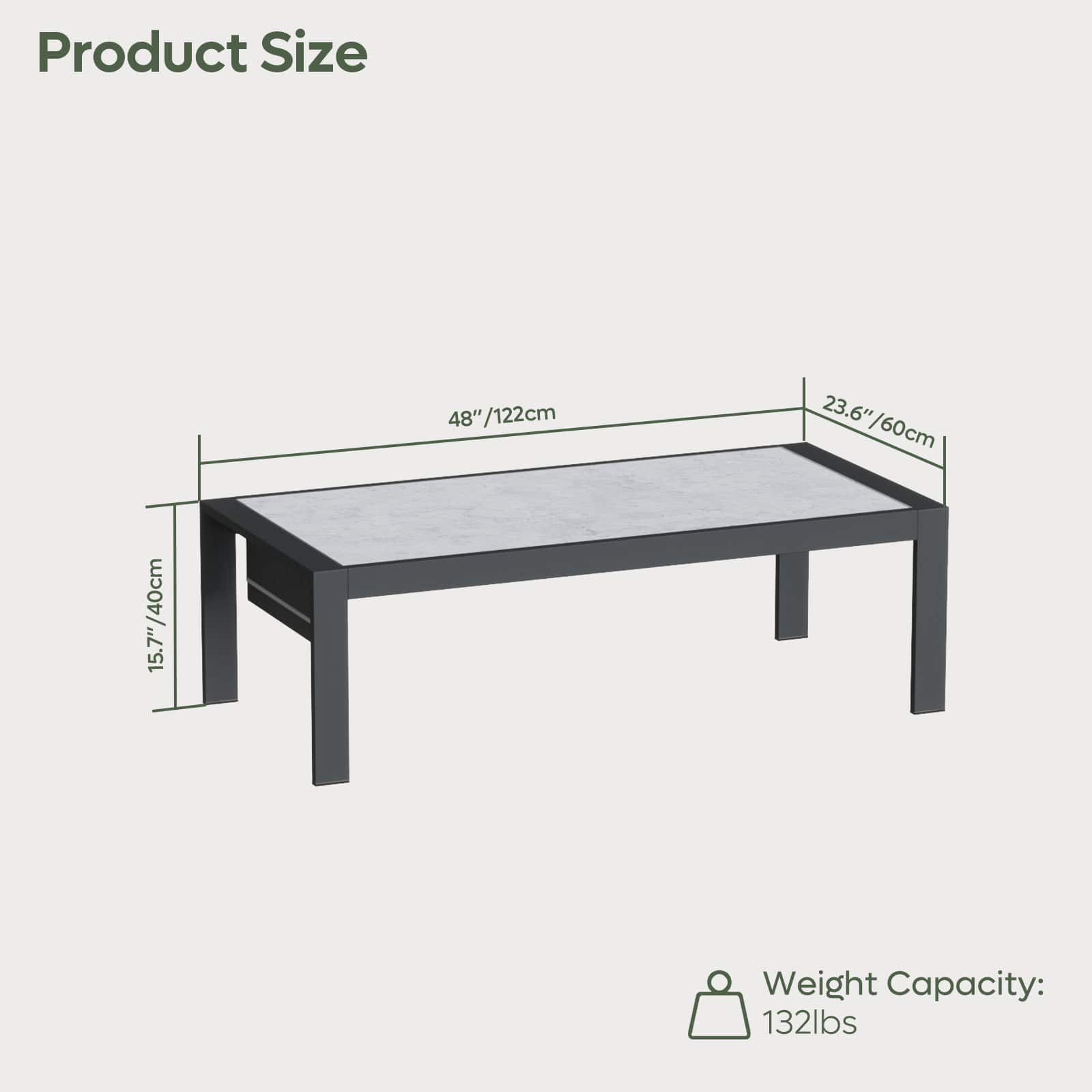 Product Size: 48" x 122cm (122cm) x 23.6" (60cm) x 23.6" (40cm)
Weight Capacity: 132lbs