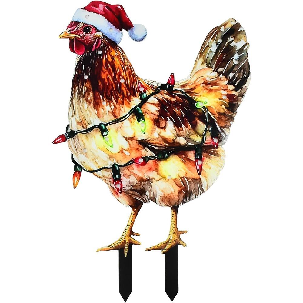 Schertz - Large LED Light-Up Chicken Christmas Outdoor Yard Decoration, Style E - multicolor