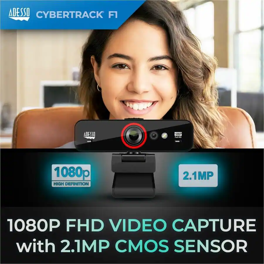 Cybertrack Inages Adesso CyberTrack F1 Webcam Window Hello Certified 2.1 Megapixel 30 fps ...