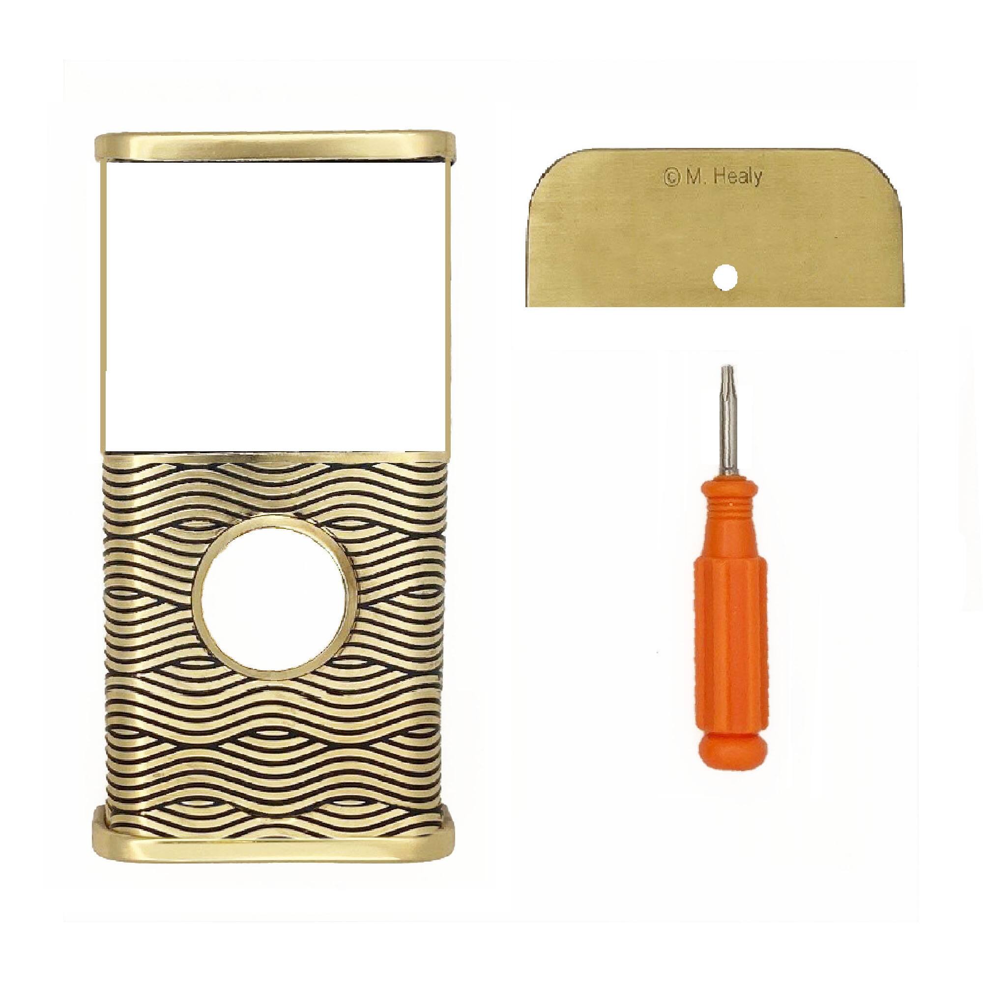 Back. Michael Healy - Waves Video Doorbell Cover (Ring 3, 3 Plus, 4, Battery Plus and Battery Pro) - Brass.