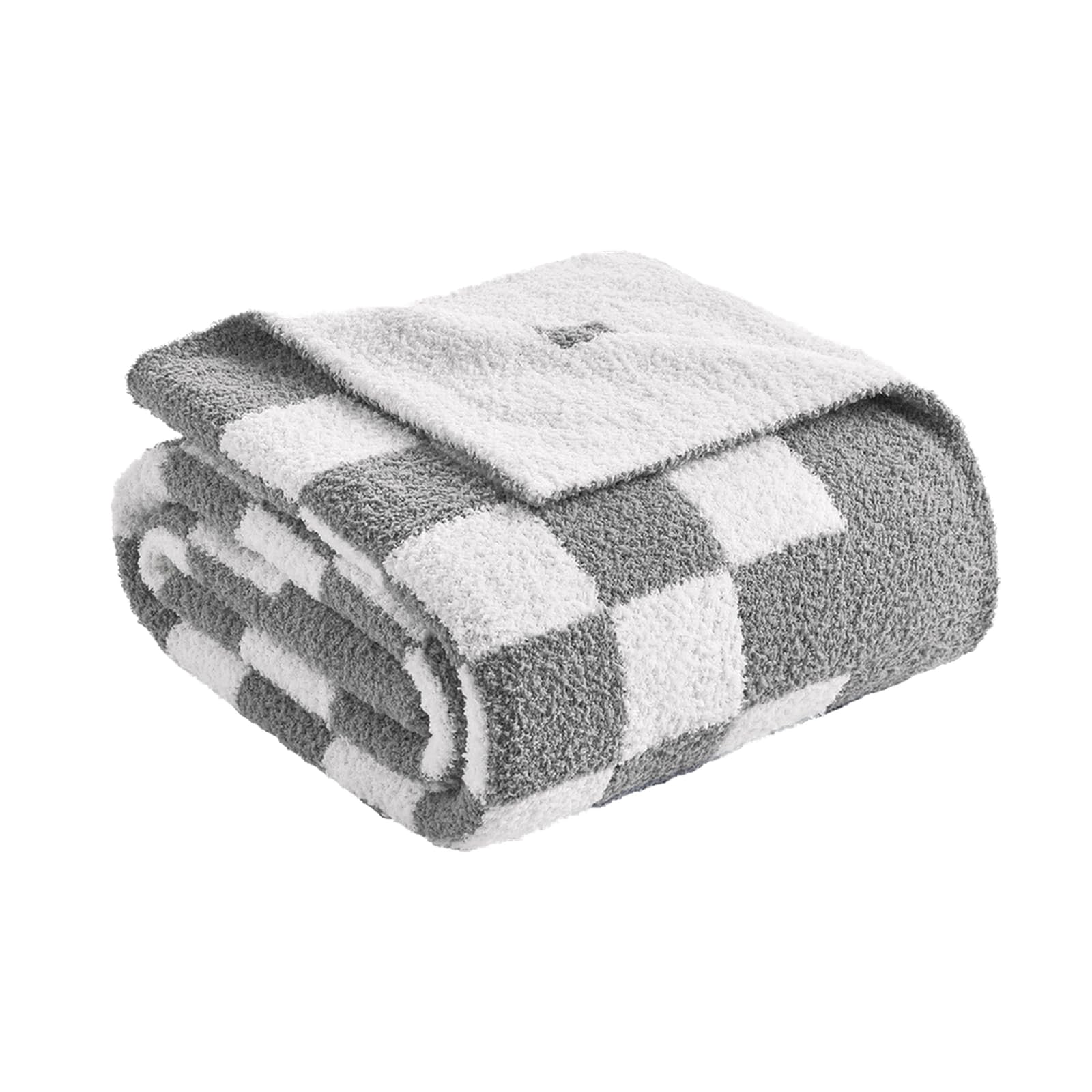 Dapper Styles - Checkered Throw Blanket For Couch Super Soft Cozy Warm Knit Netural Decorative Fluffy Blankets Reversible - Checkered Grey-Throw(50"x 60")