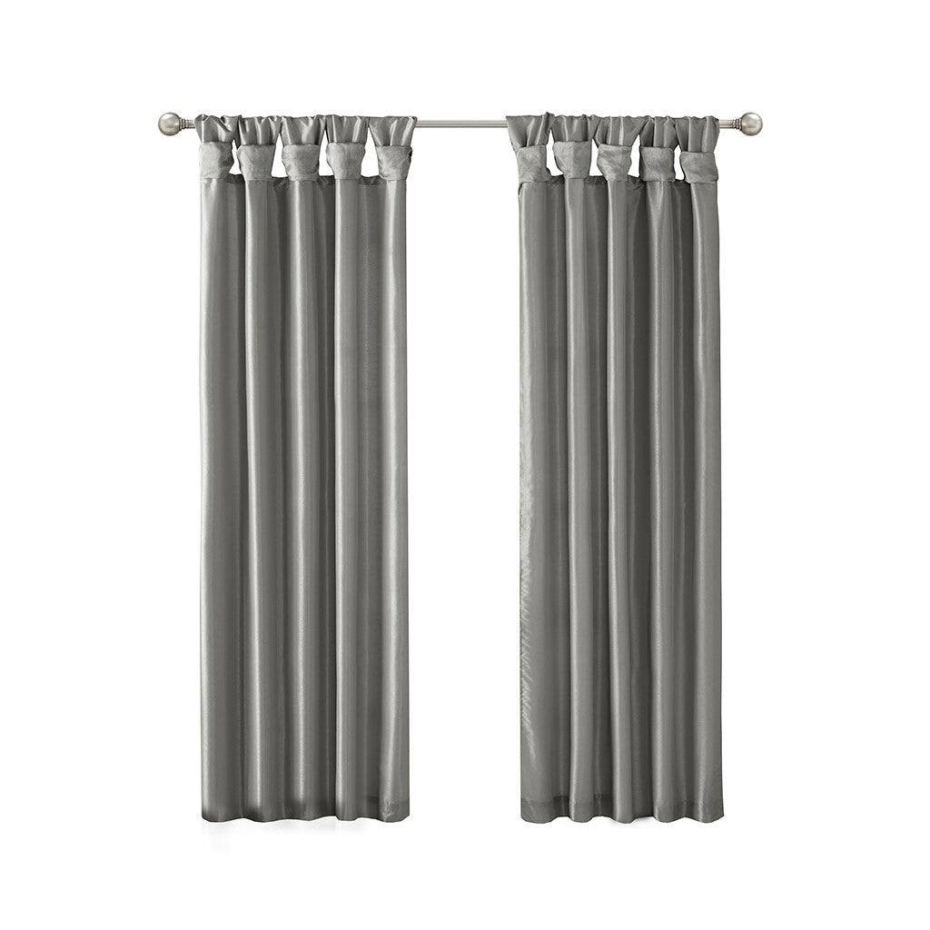 Alt View 6. BreeBe - Twist Tab Lined Window Curtain Panel Charcoal 50x108' - Charcoal.