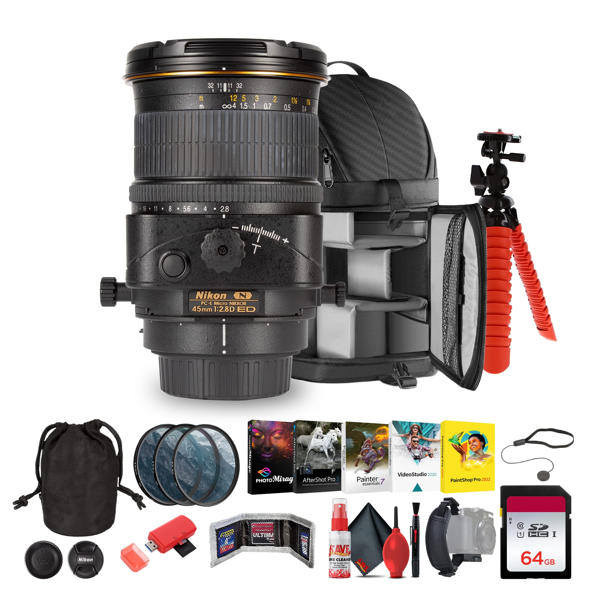 ■Nikon PC-E Micro NIKKOR 45mm f2.8D ED Nikon PC E Micro NIKKOR 45mm f2.8D ED Tilt Shift LensTravel Bundle