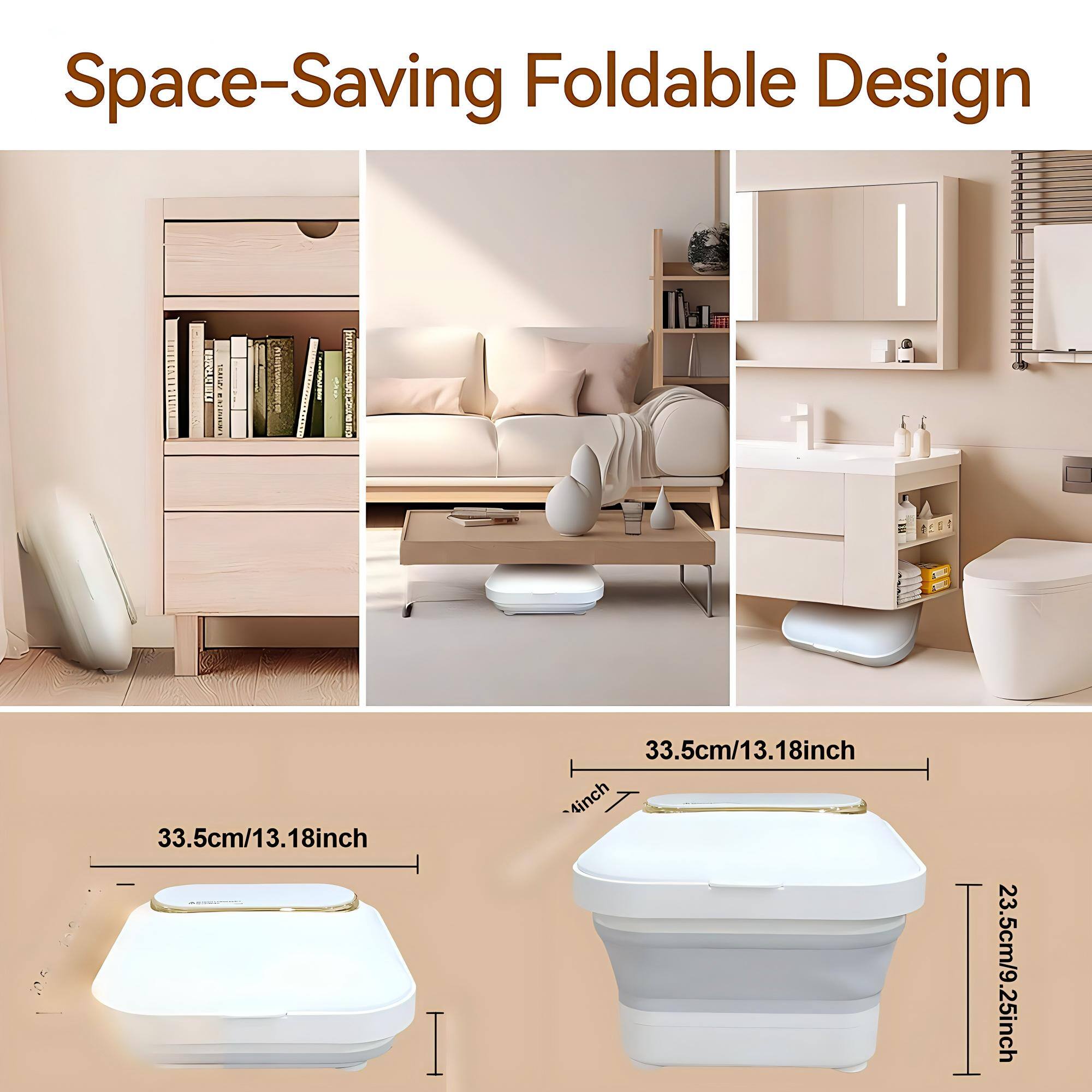 Space-Saving Foldable Design

33.5cm/13.18inch  
33.5cm/13.18inch  
4inch  
23.5cm/9.25inch