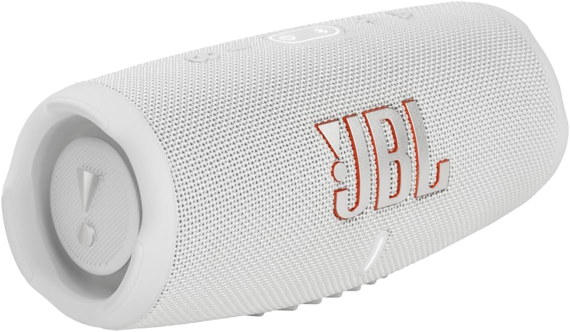 Angle. JBL - JBL Charge 5 Portable Waterproof Bluetooth Speaker with Winguard Travel Case (White) - White.