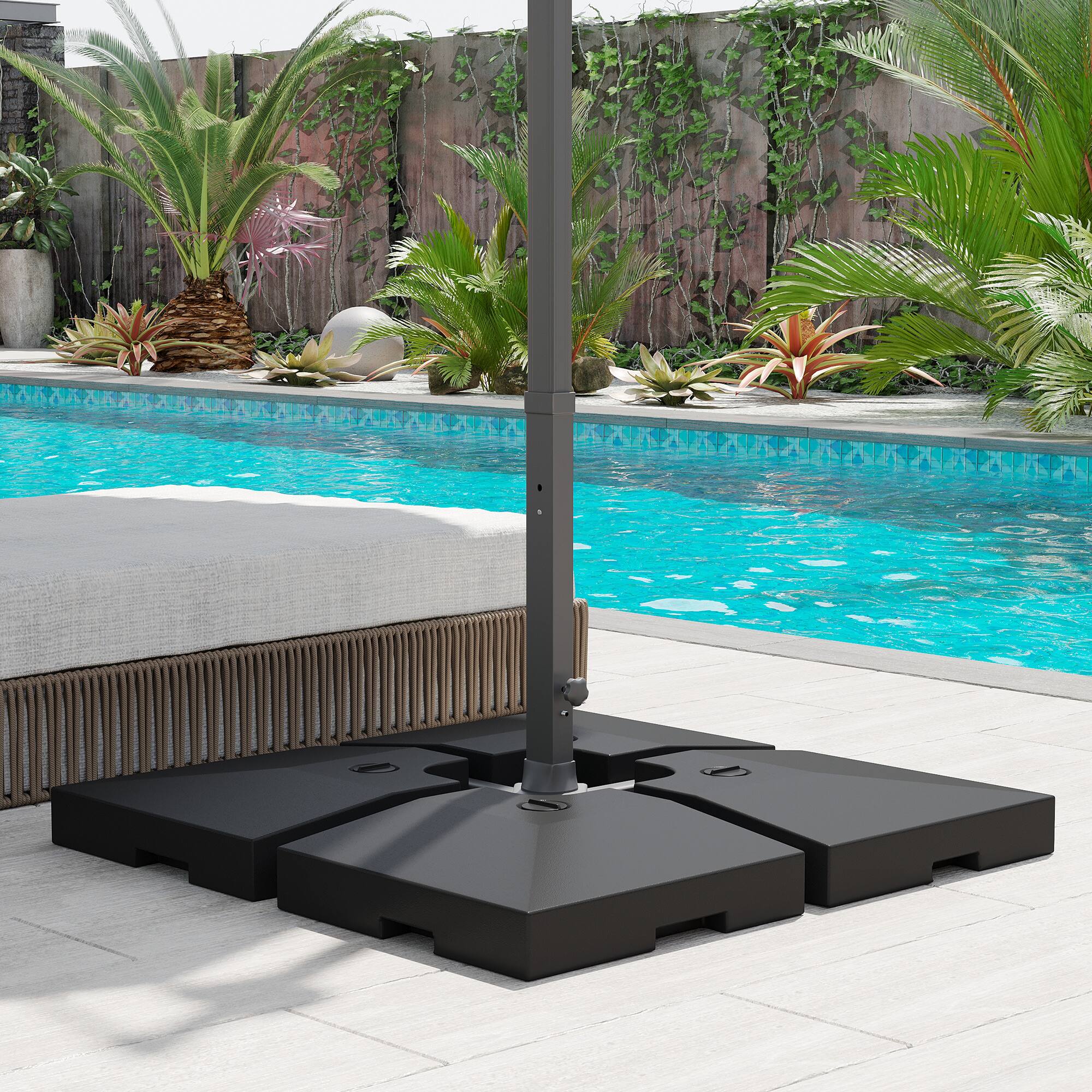 Alt View 1. Outsunny - 4 Pieces Cantilever Patio Umbrella Base, Outdoor Offset Umbrella Weights - Black.