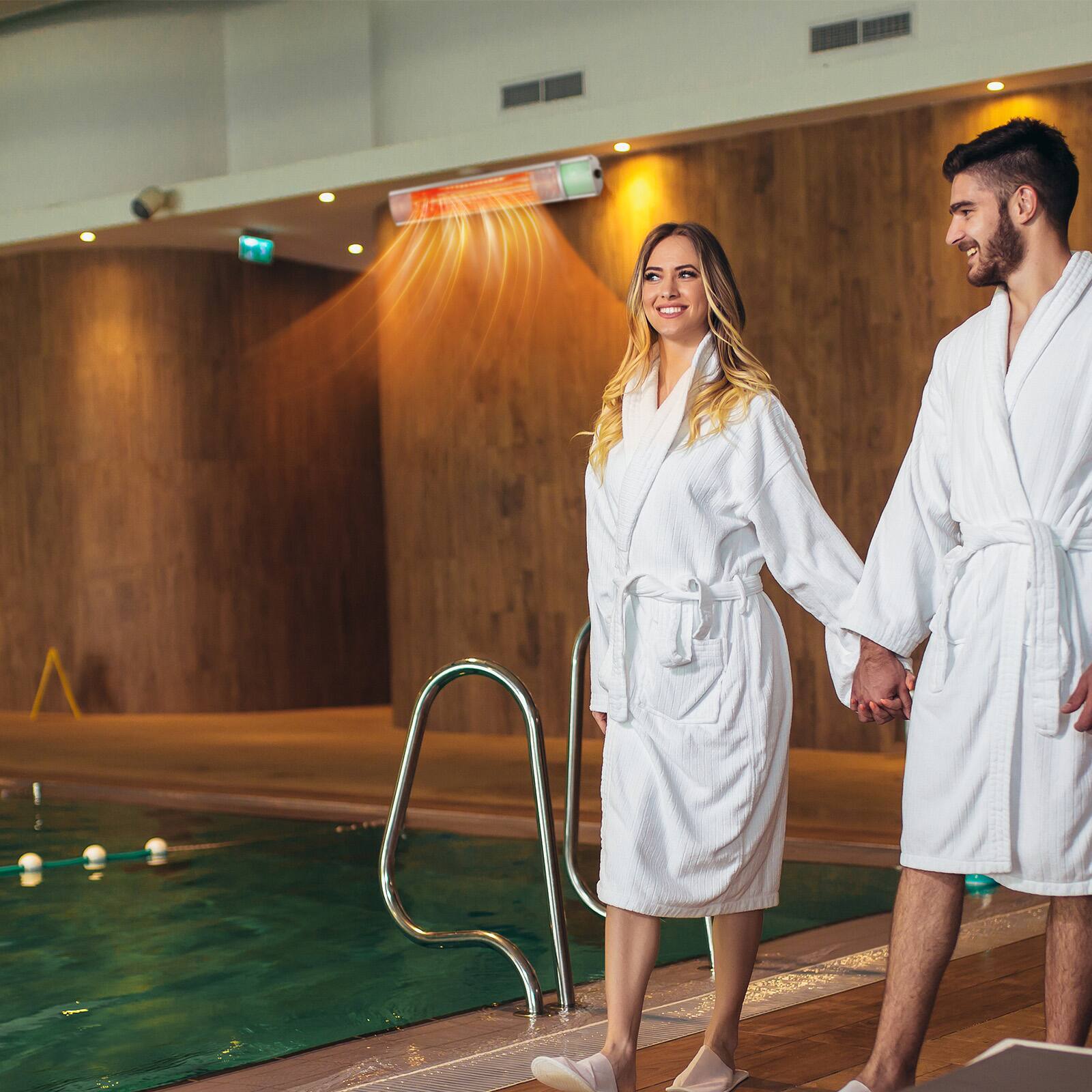 Alt View 2. Costway - Costway Wall-Mounted Patio Heater 750W/1500W Infrared Heater with 9-Level Adjustable 24H Timer & Remote Control - Sliver.