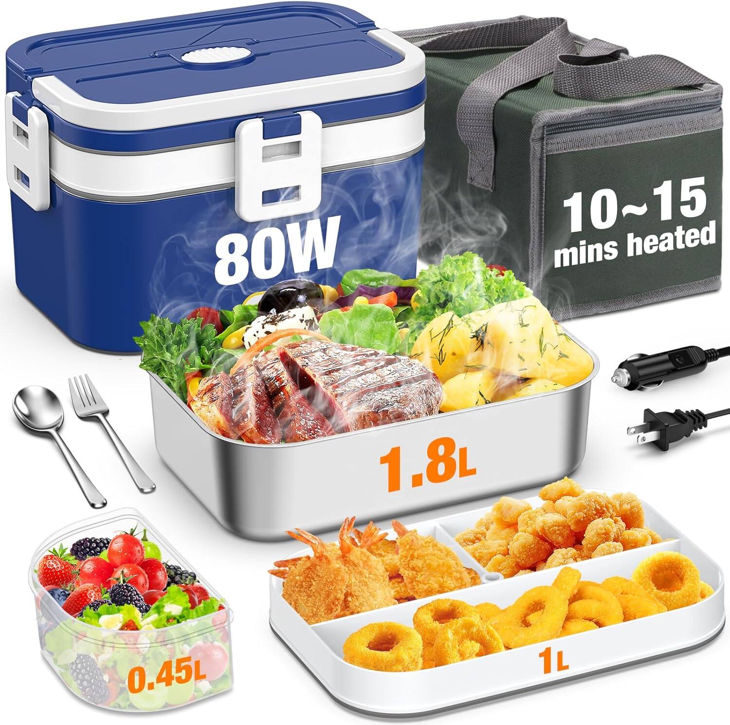 80W  
1.8L  
10~15 mins heated  
0.45L  
1L