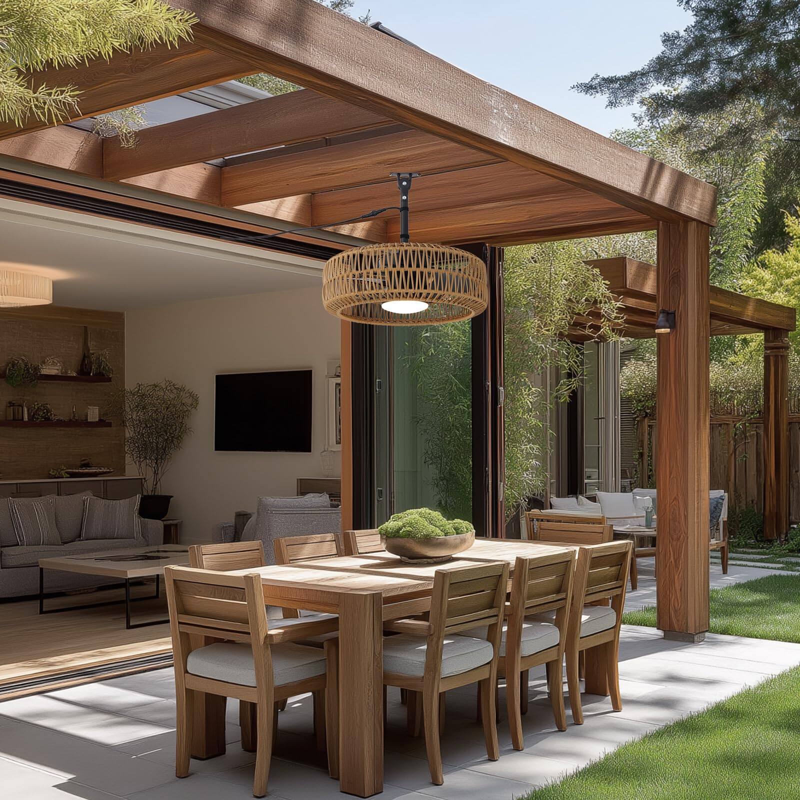 Alt View 4. Siljoy - 21" Boho Waterproof Ceiling Fan with Light - 6-Speed, APP+Remote, Patio/Gazebo Use - Black.