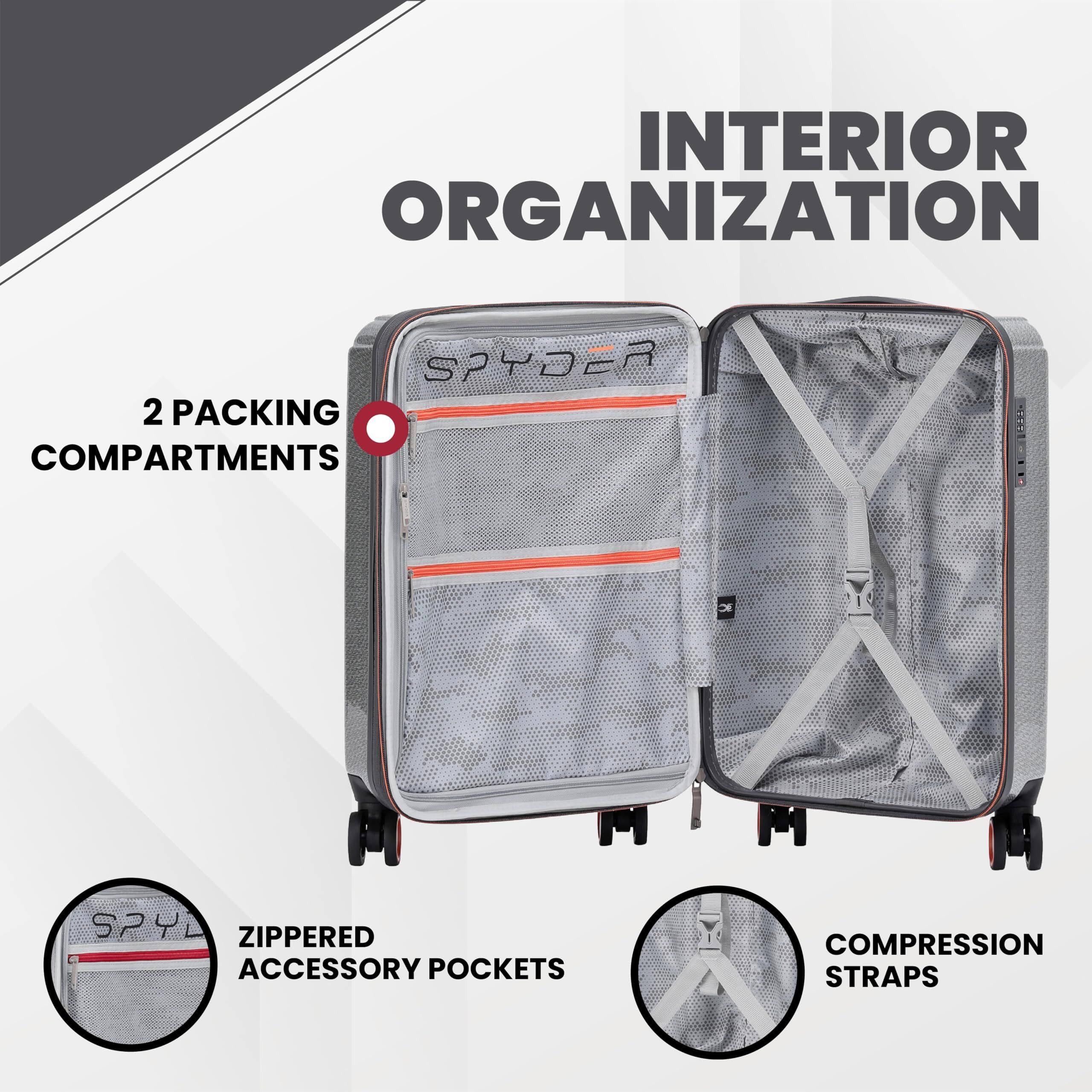 INTERIOR ORGANIZATION  
2 PACKING COMPARTMENTS  
ZIPPERED ACCESSORY POCKETS  
COMPRESSION STRAPS