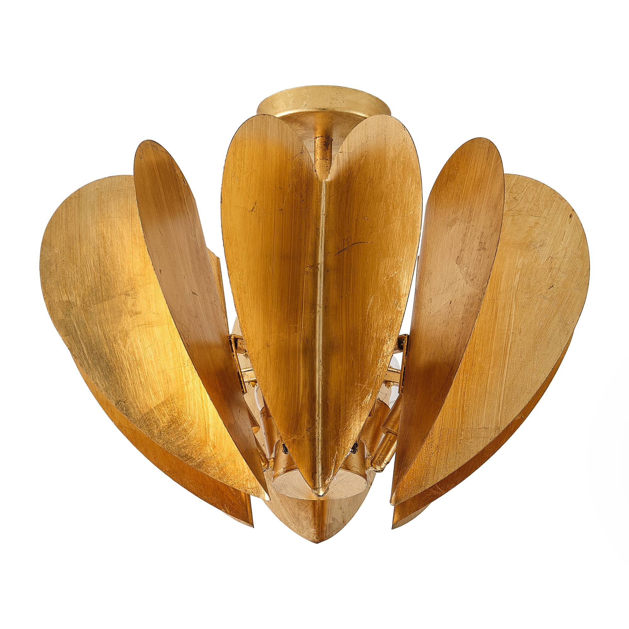 Alt View 2. Parrot Uncle - 19.3 in. 6-Light Heart Semi-Flush Mount Ceiling Light - Gold.