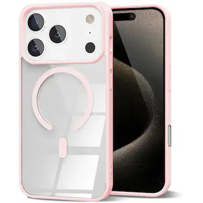 Entronix - Magnetic Case for iPhone 17 Pro Max - Clear Back with Soft Matte Finish - Pink Entronix - Magnetic Case for iPhone 17 Pro Max - Clear Back with Soft Matte Finish - Pink