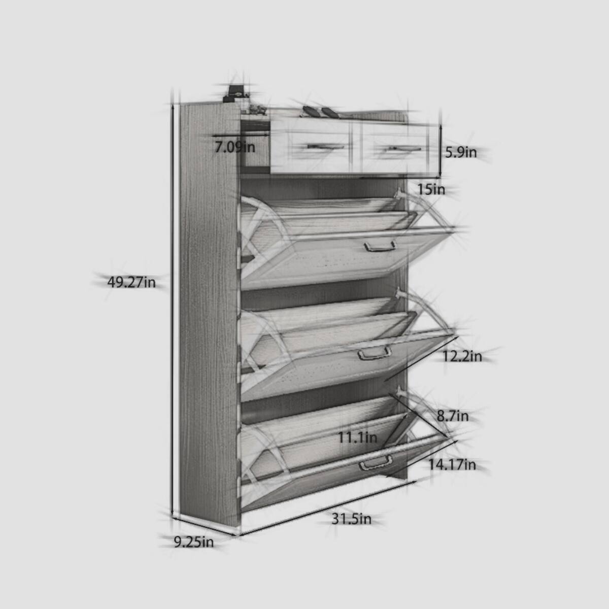7.09in  
5.9in  
15in  
49.27in  
12.2in  
8.7in  
11.1in  
14.17in  
31.5in  
9.25in