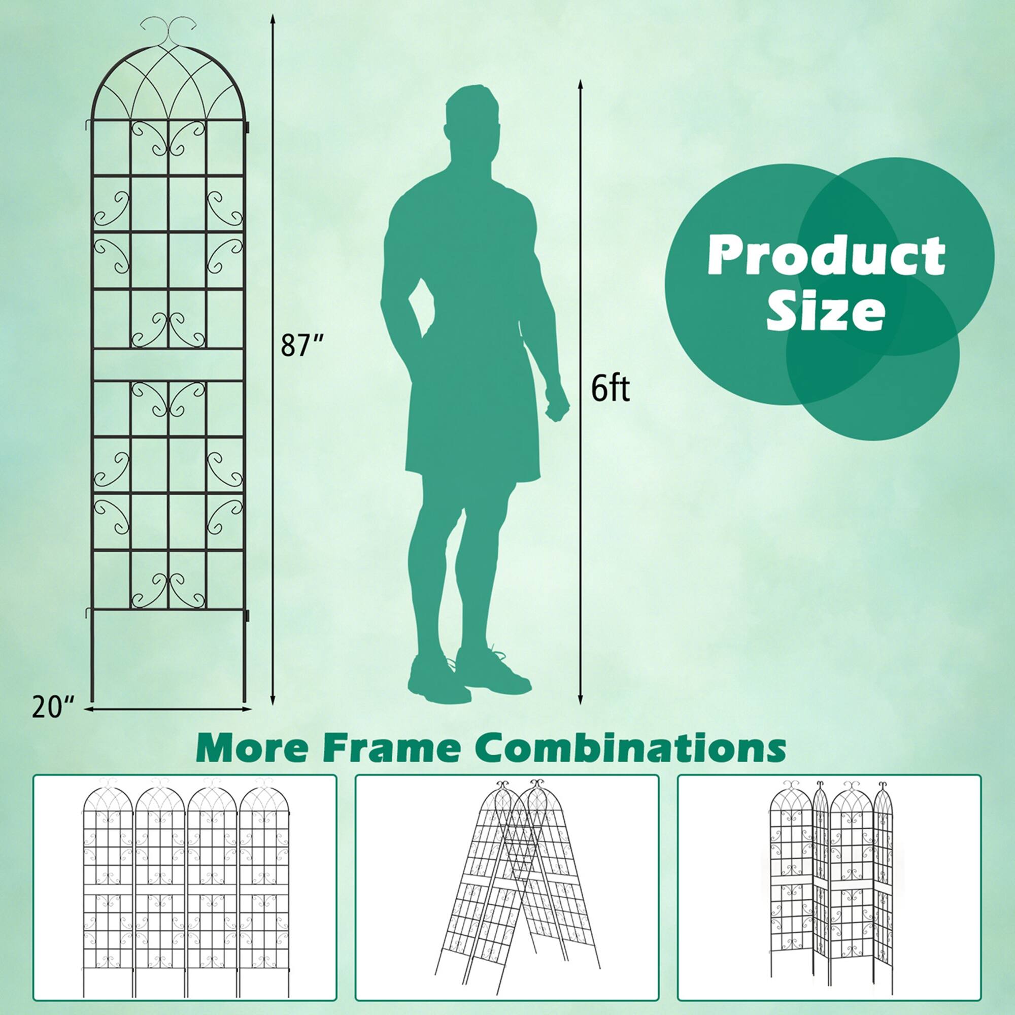 87" Product Size 6ft 20" More Frame Combinations