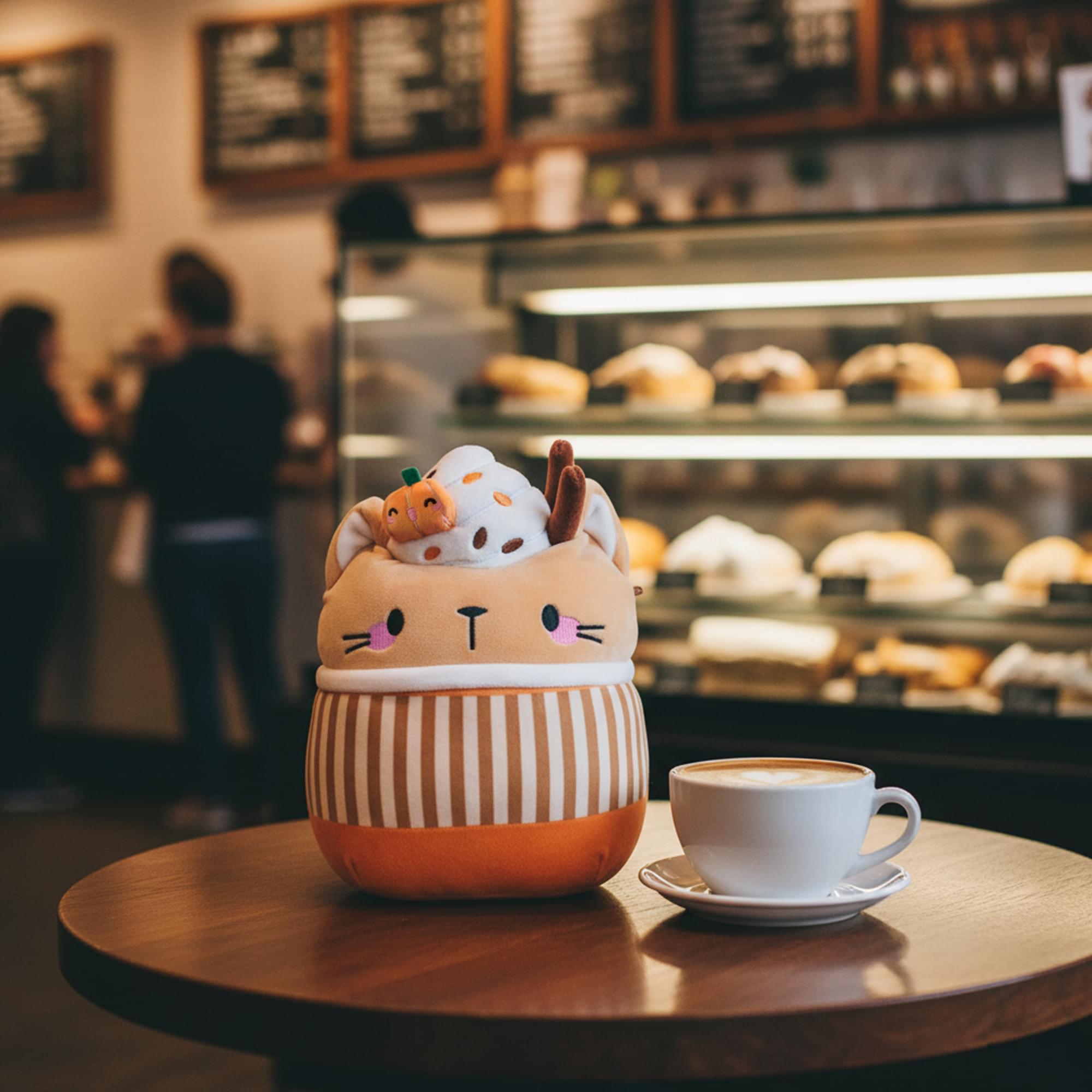 Alt View 2. Kellytoy - Squishmallows 8 Inch Plush | Cinda The Pumpkin Spice Latte Cat - Orange.