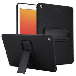 Dteck - Shockproof Case for Apple iPad (9th Generation) 10.2" 2021, Slim Leather Texture Protective Cover with Folding Kickstand - Black