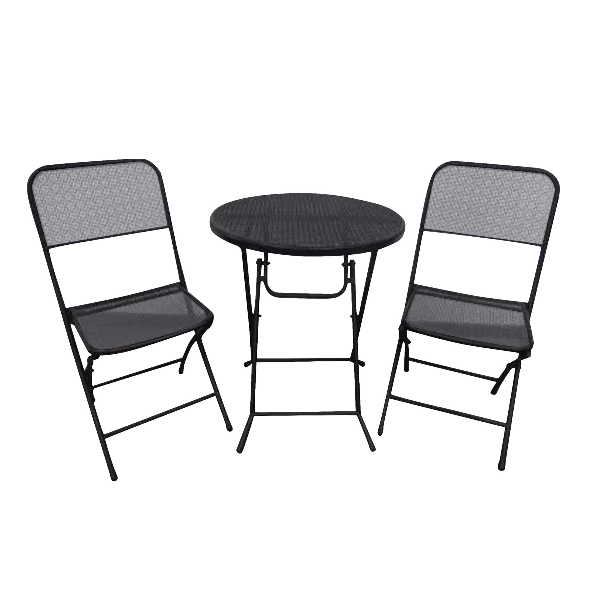Four Seasons Courtyard - Padova Foldable 3 Piece Steel Bistro Dining Set - Black
