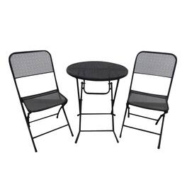 Four Seasons Courtyard - Padova Foldable 3 Piece Steel Bistro Dining Set - Black