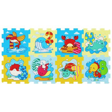 Front. Costway - Costway 12" x 12" EVA Foam Puzzle Mat, 8-Piece Kids Play Mat with Animal Patterns & Numbers - Multicolor.