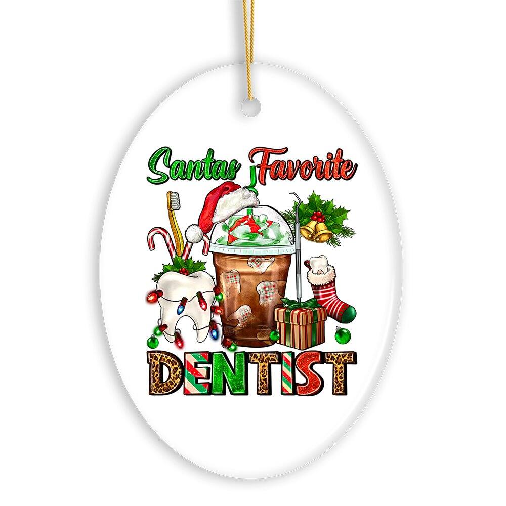 OrnamentallyYou - Festive Holiday Santas Favorite Dentist Christmas Ornament Dental Gift - Multi-colored