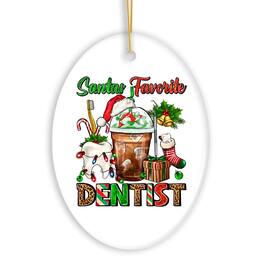 OrnamentallyYou - Festive Holiday Santas Favorite Dentist Christmas Ornament Dental Gift - Multi-colored