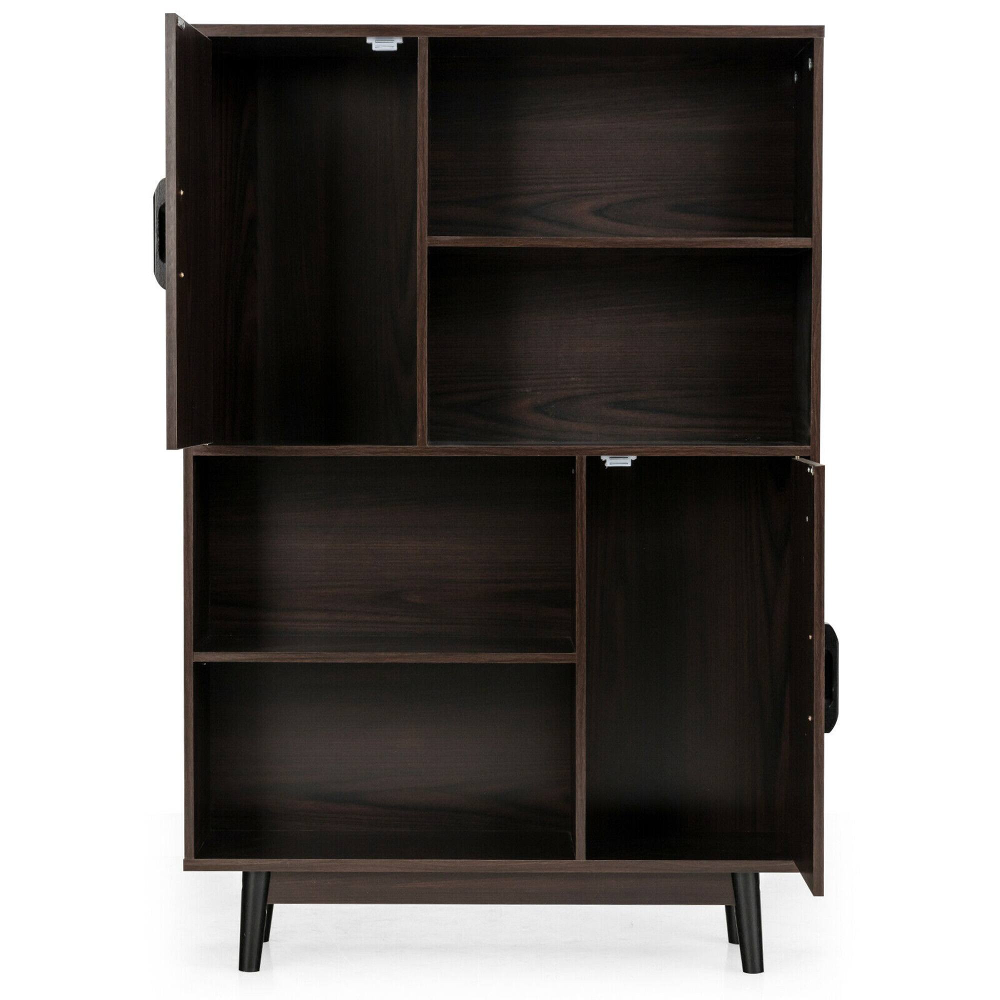 Alt View 9. Gymax - Gymax Sideboard Storage Cabinet Bookshelf Cupboard w/Door Shelf Espresso - Espresso.
