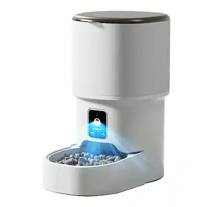 Front. Cluzine - Smart Automatic Pet Feeder with Timer, Remote Voice Control & Video Monitoring for Home Use - White.