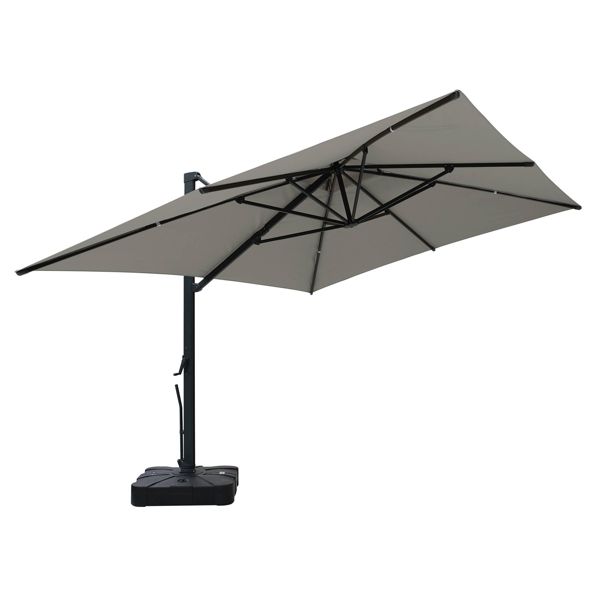 Angle. Mondawe - 10*13ft Patio Cantilever Umbrella Double Top Offset Umbrella with Base - Grey.